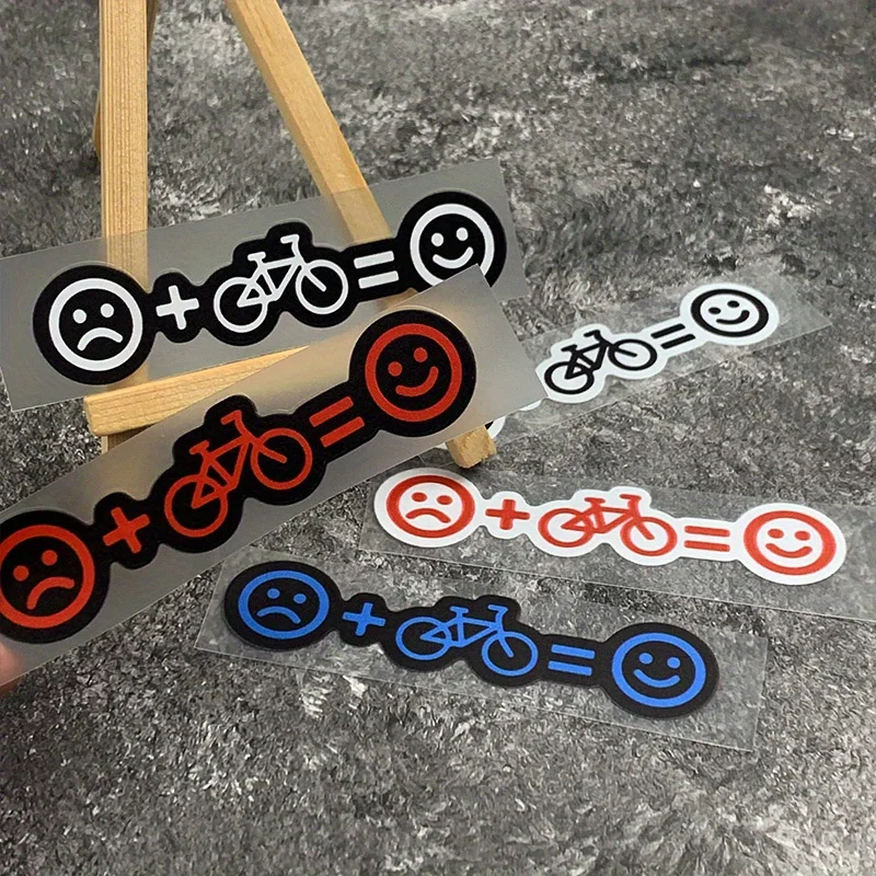 

1PC Emoji Equation Bike Stickers - "Sad + Bicycle = Happy", Ideal for Bike Enthusiasts