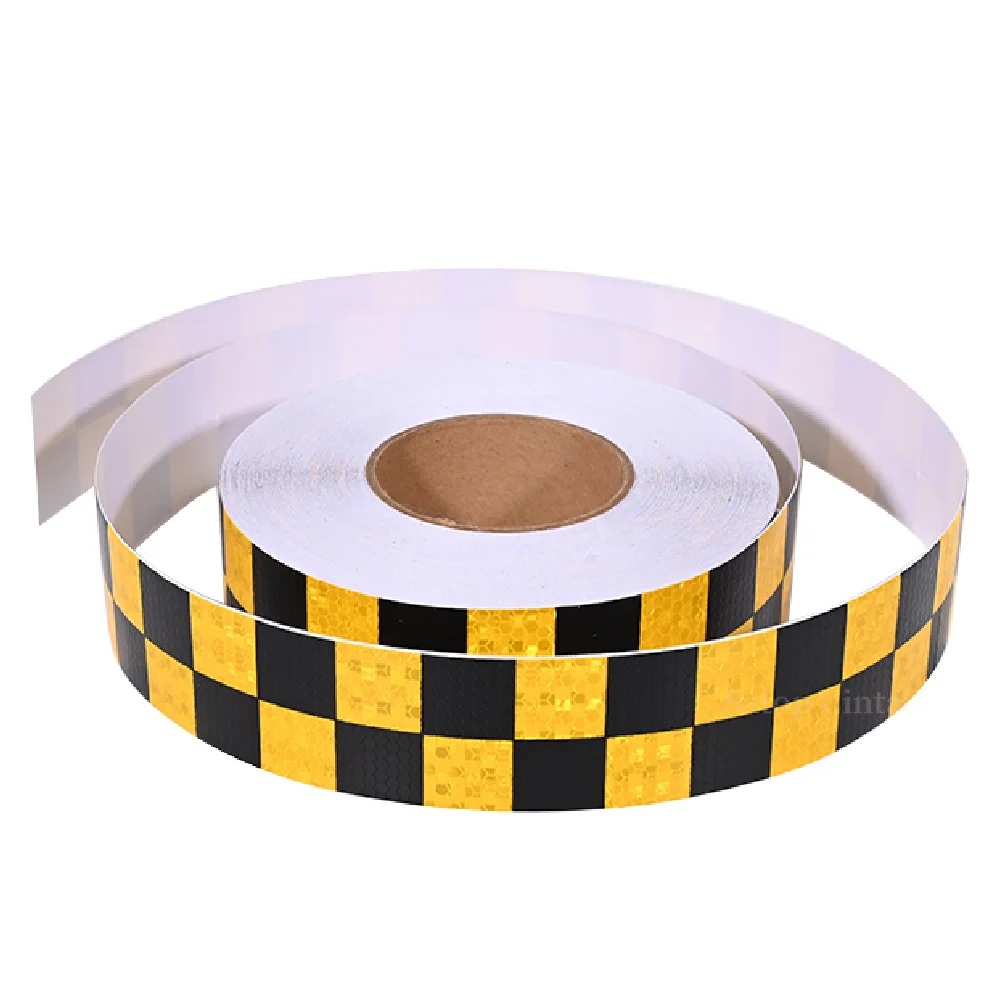 2Inch*33 FT Grid Reflector Tapes Yellow-Black Reflective Adhesive Strip Waterproof Self-Adhesive Safety Conspicuity Car Sticker
