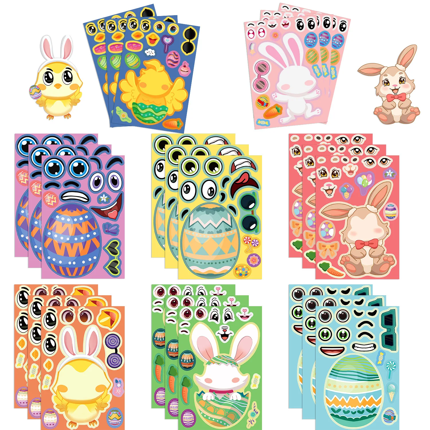 8/24PCS Cartoon Easter Stickers DIY Holiday Bookkeeping Card Cell Phone Decoration Stationary Stickers
