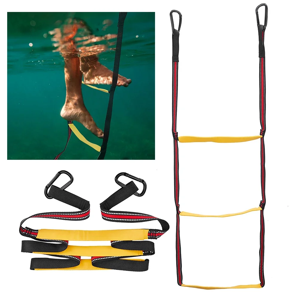 Marine Rope Ladder 3 Step Launching Ladder Boat Folding Ladder Portable Yacht Boat Side Hanging Ladder Detachable Design