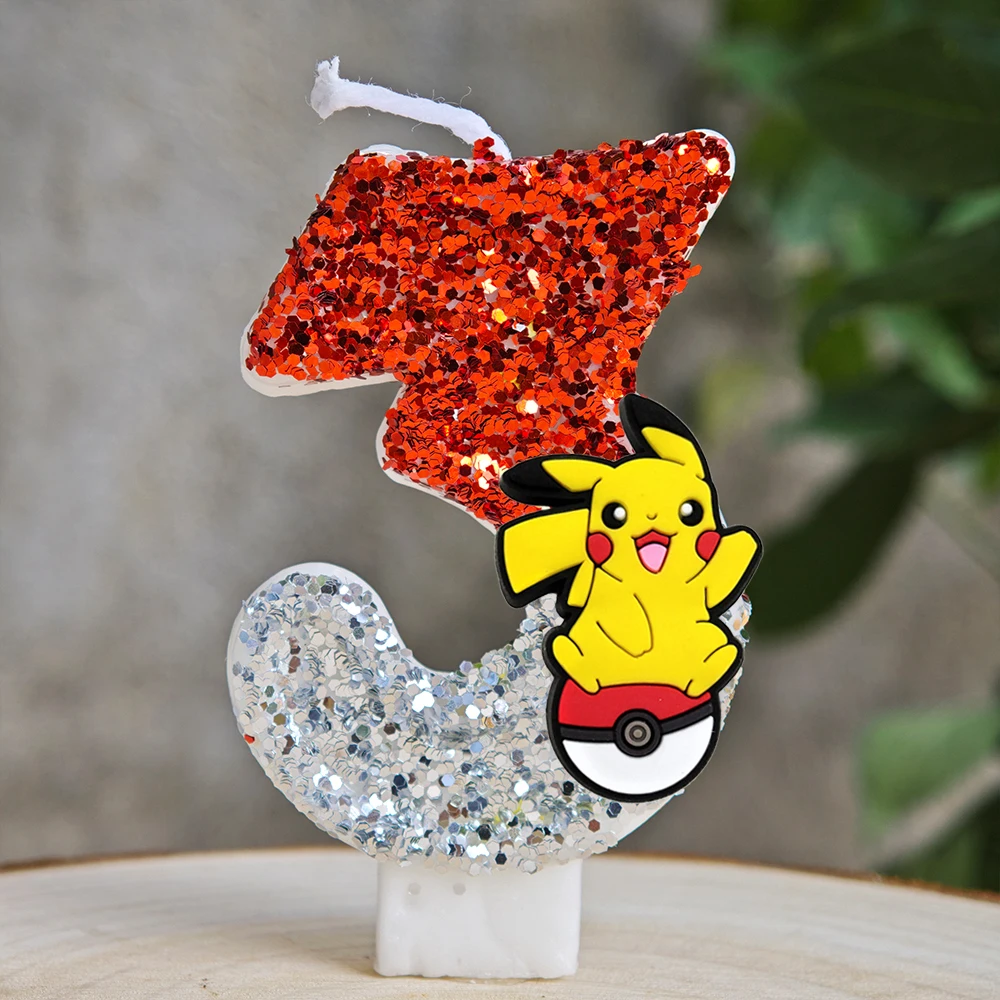 Pokemon Kerze Nummer 0-9 Fußball Kerze Pikachu Kuchen Dekoration Junge Geburtstag Party für Kinder Baby Dusche Dekor Geschenk