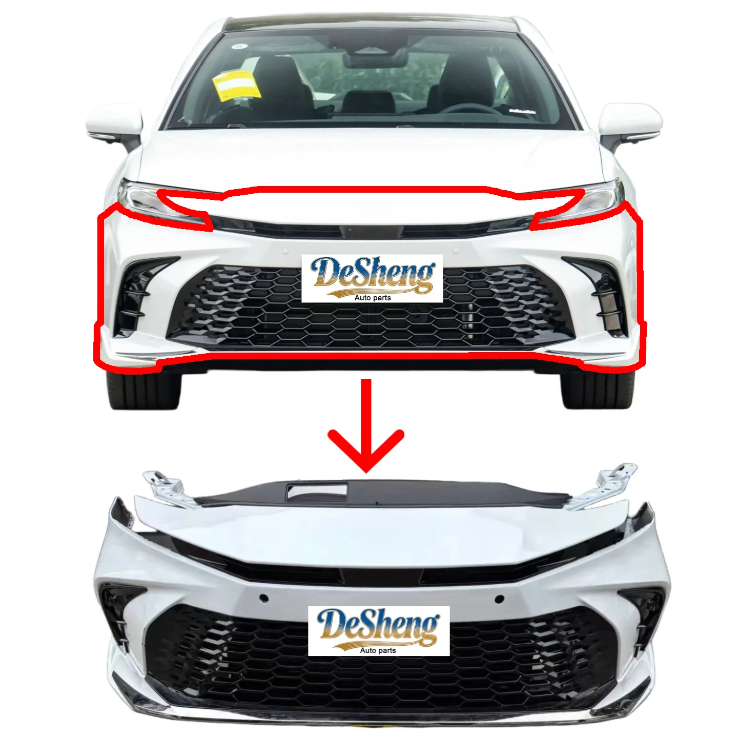 

High-quality,low-price Complete Front End Assembly for Camry,including Front Bumper,headlights,grille,radiator,ouvers