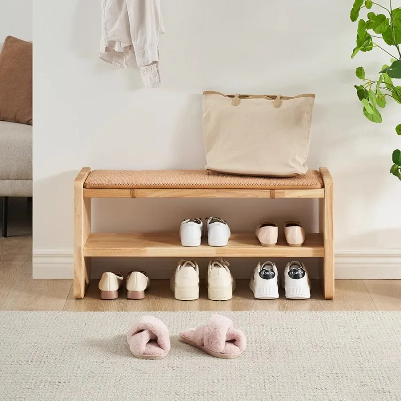 

Shoe changing stool all solid wood shoe stool shoe rack door simple household bench into the door Suitable for indoor use