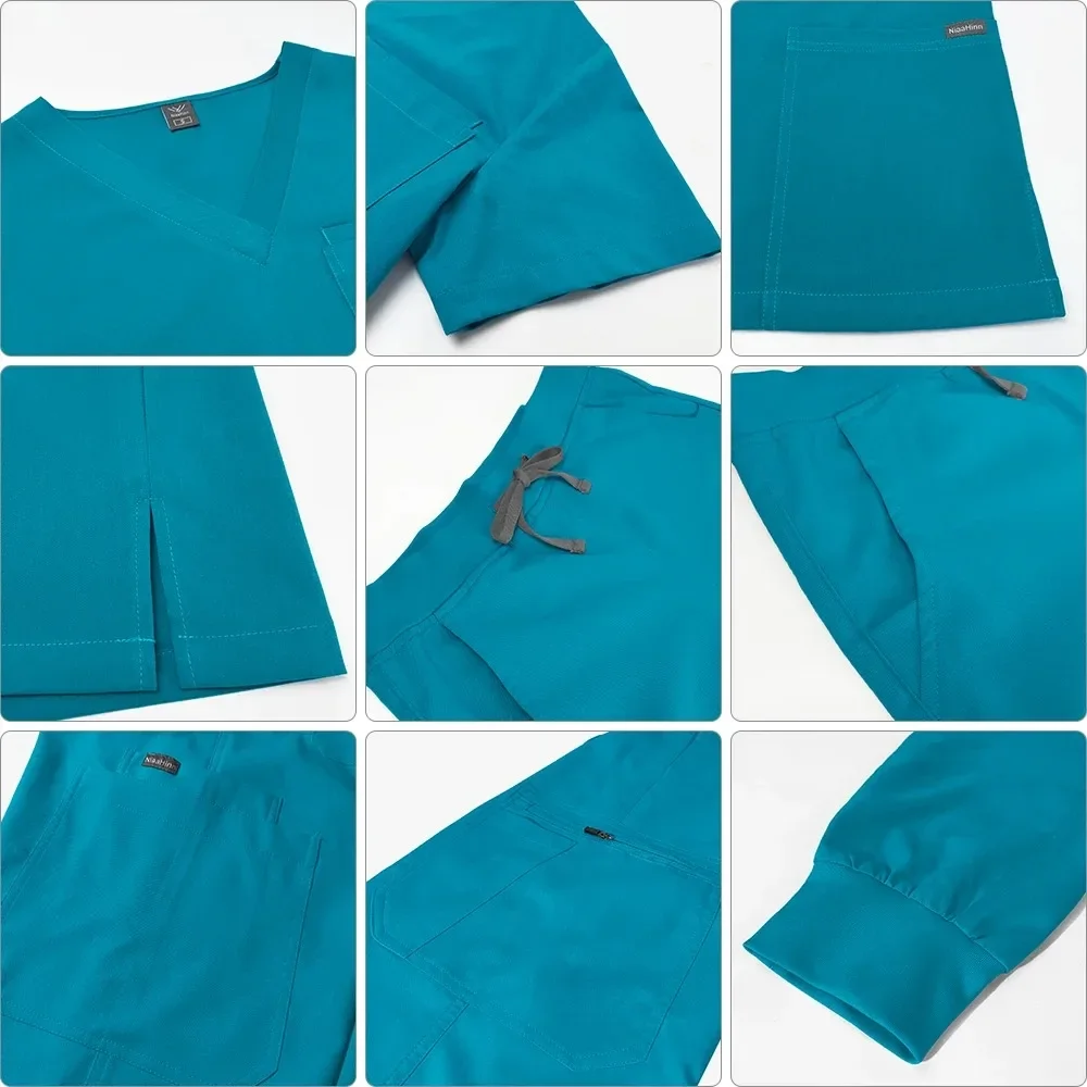 Traje de uniforme de manga corta para mujer, Tops con cuello en V y pantalones de correr, uniforme de enfermería Multicolor, ropa de trabajo médica para médicos y Mascotas