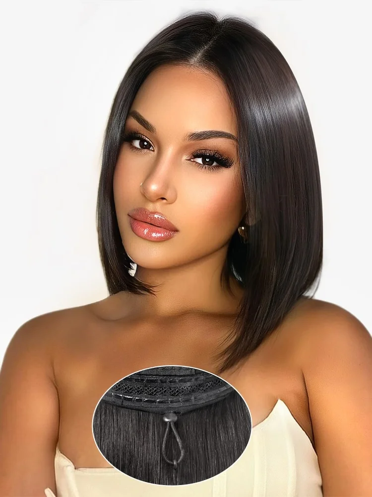 13x4 180% 밀도 숏 보브 스트레이트 브라질리언 레미 헤어 HD 투명 레이스 풀 레이스 프론탈 가발 100% 인모 여성용