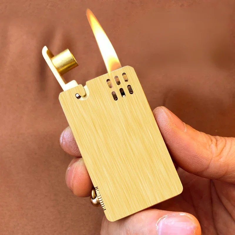 One-click Ignition Metal Mechanical Grinding Wheel Lighter - Brass Fueled, Creative, Ideal Gift for Smoking Enthusiasts