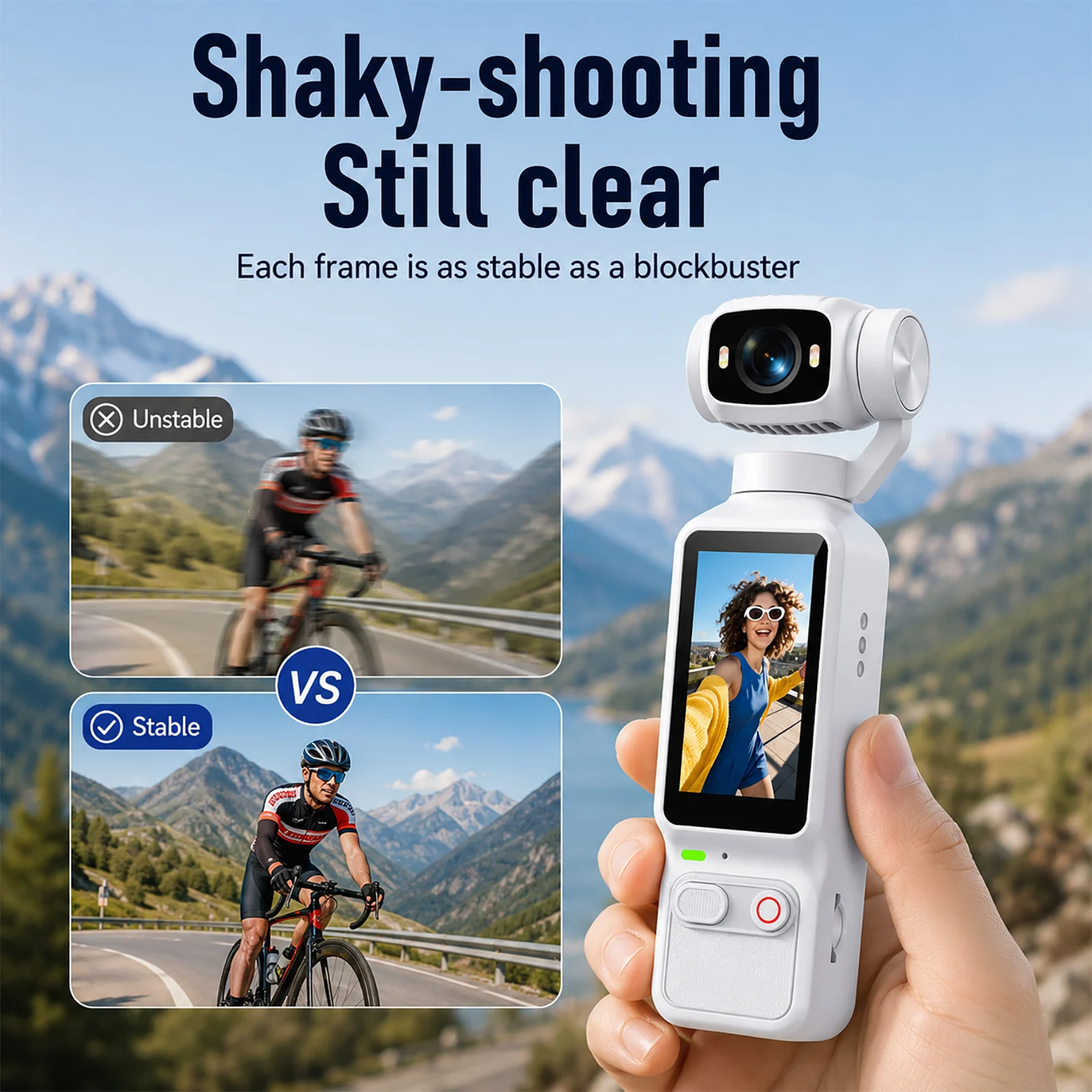 Ourlife 4K HD Handheld Outdoor Action-Kamera Tragbare Taschenkamera 180 ° Rotierende Action-Kamera für Vlog-Videoaufnahmen – Detail 5