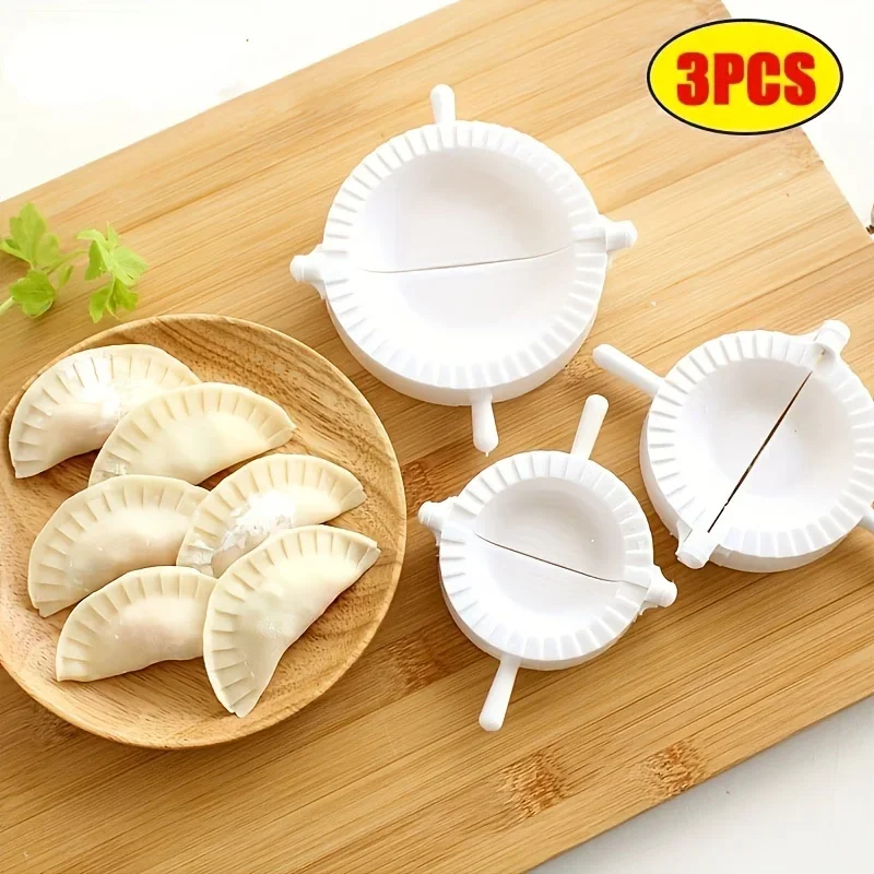 Paquete de 3 moldes para dumplings, herramienta de prensa rápida para dumplings, juego de máquina para hacer dumplings de plástico fácil para Gyoza casera, Wonton