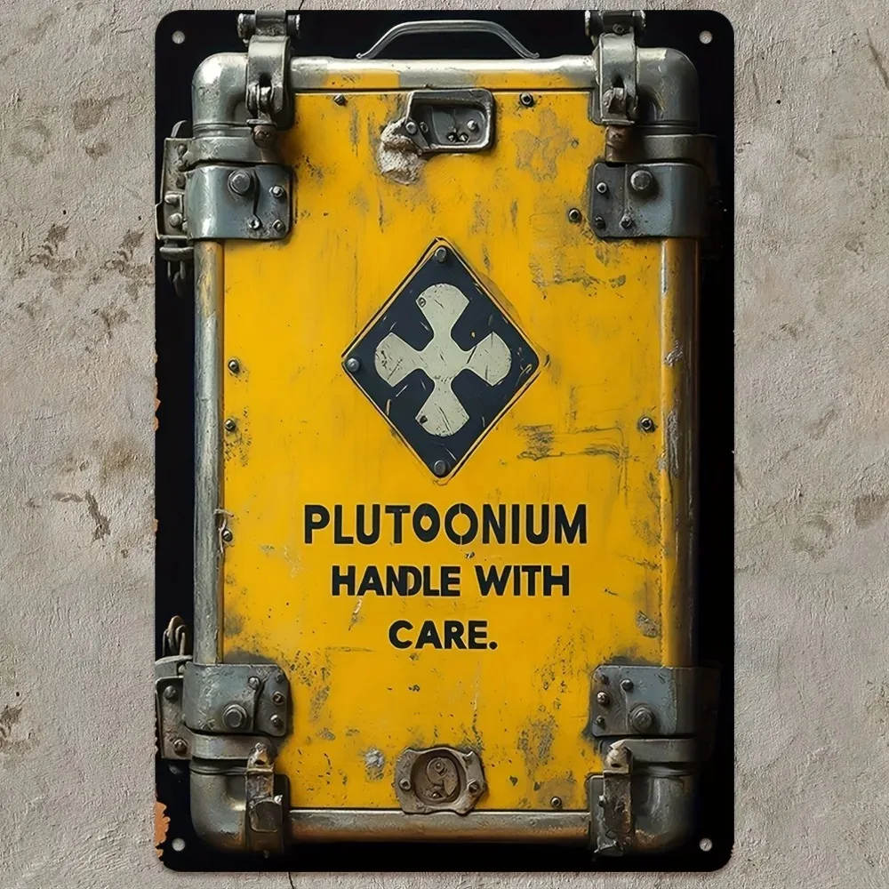 Panneau métallique 2D au thème du Plutonium, affiche en étain avec symbole chimique pour décoration sur le thème nucléaire, maison, bureau, garage, bar