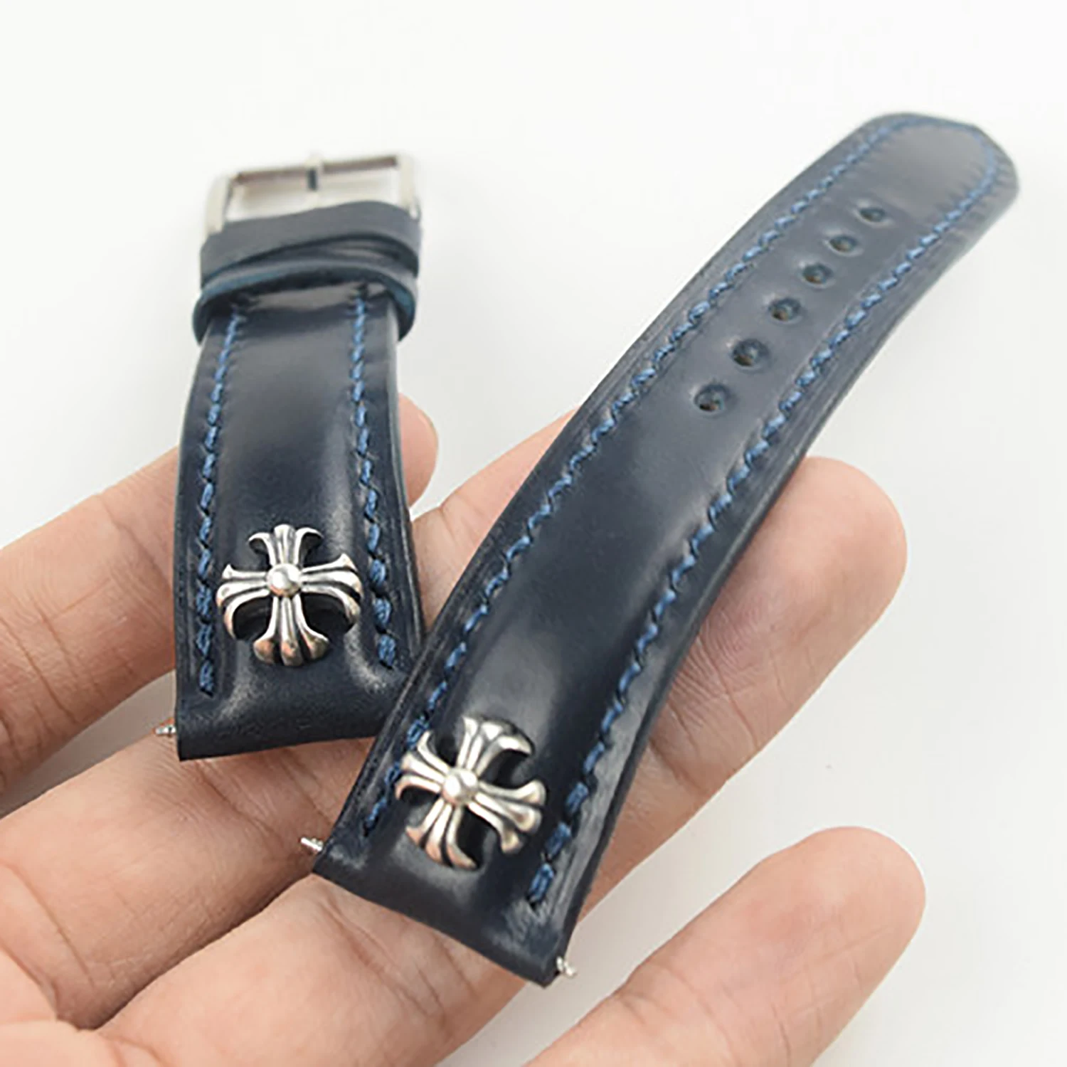 HORWEEN CORDOVAN WATCH STRAP FOR LONGINES PRIMALUNA, JAEGER-LECOULTRE, ROLEX SUBMARINER GREEN