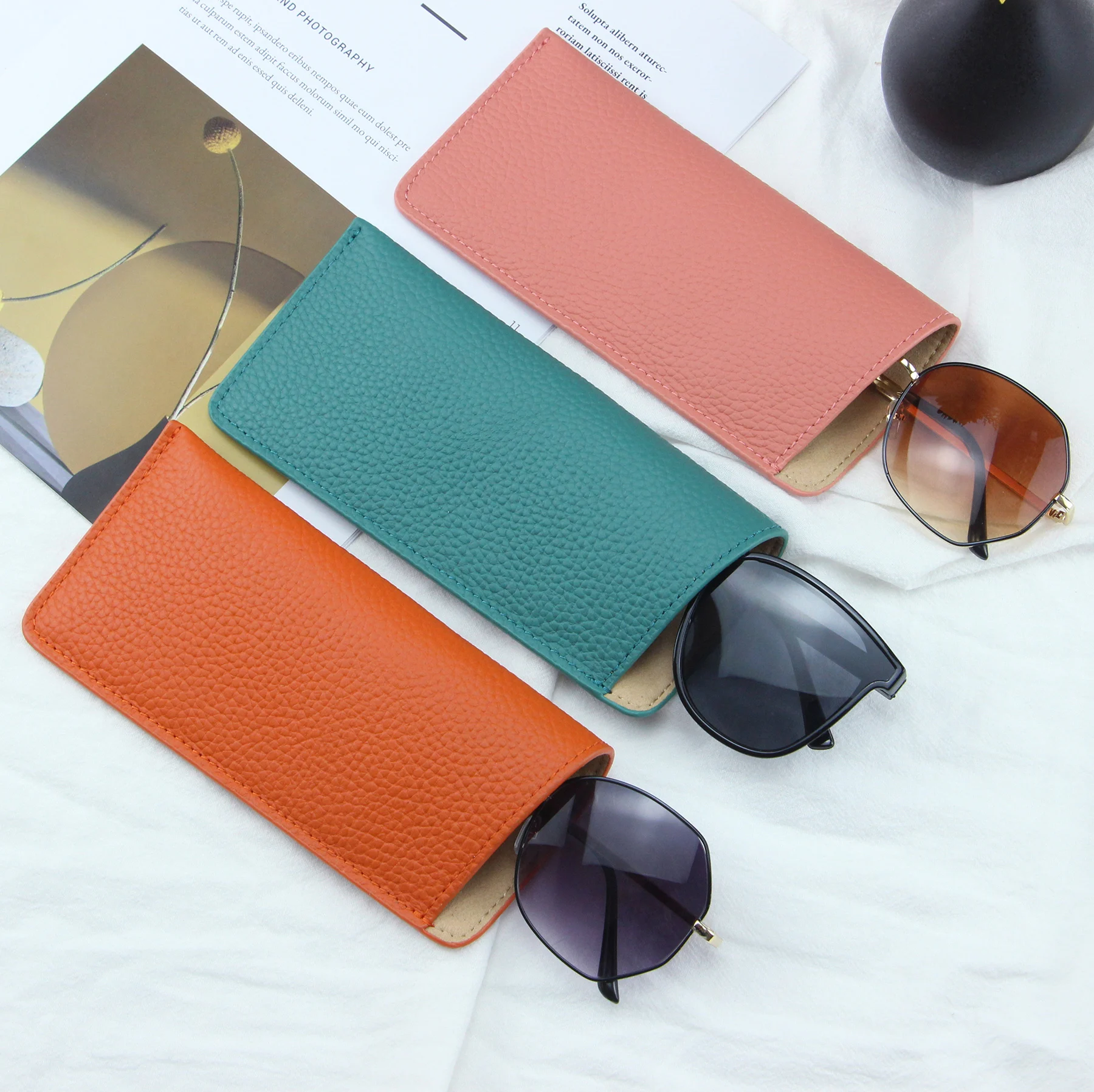 Genuine Leather Slip in Glasses Sleeve Eye Glasses Case Pouch, Sunglasses Case Holder Handmade