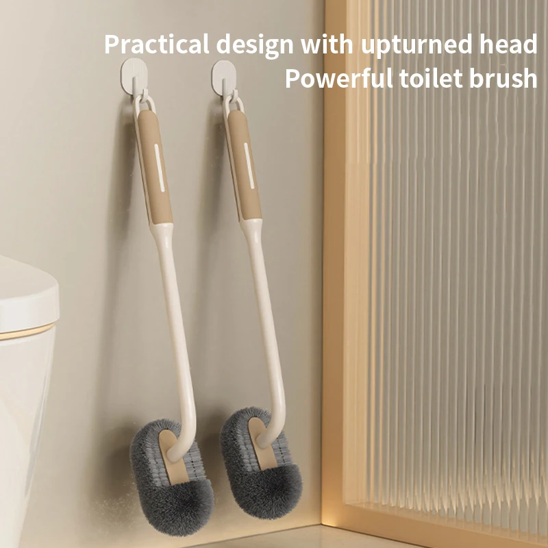 Toilet Brush Long Handle Soft Bristle Upturned Head Wall Mounted No Dead Corners Universal for Household Toilet Squatting Pit
