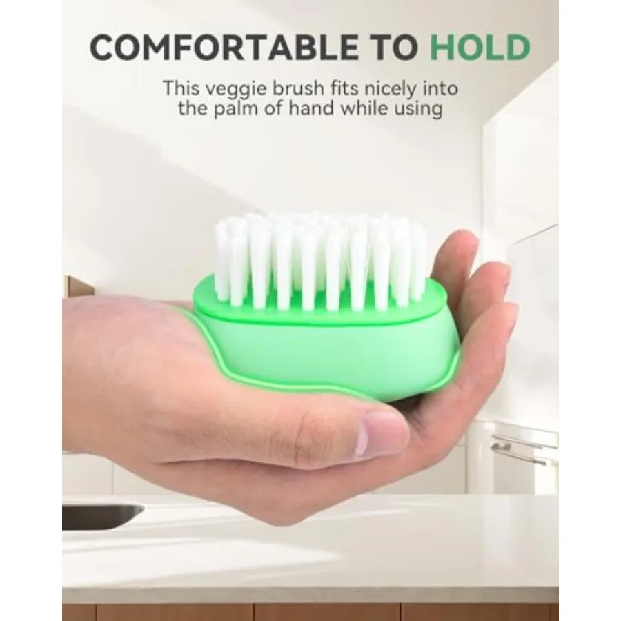 Vegetable Brush Scrubber for Food, Black Stiff and White Soft Bristles Potato Scrubber Brush, Produce Brush for Fruits and Vegg
