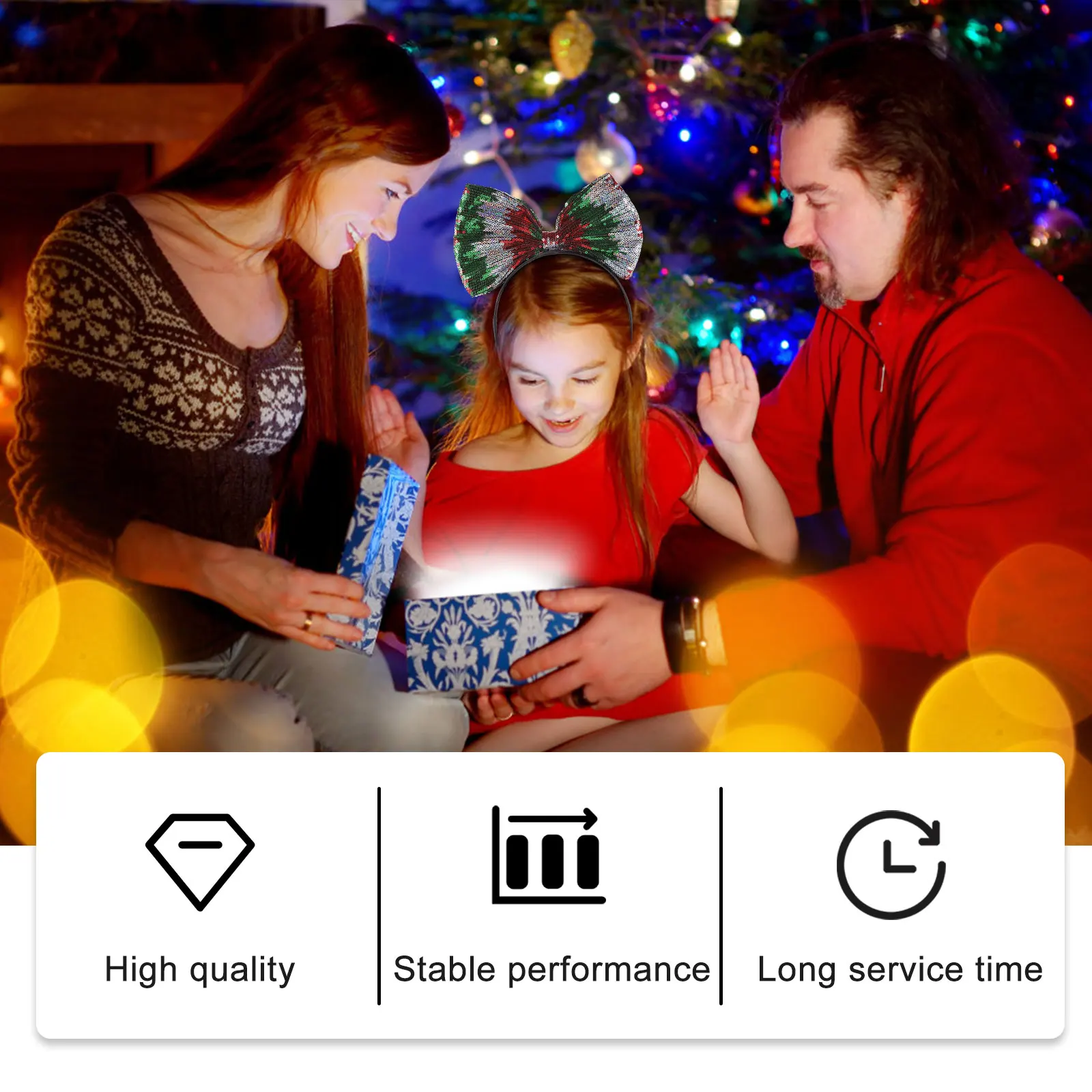 

Festive Glitter Bow Hair Hoop Christmas Headband for Holiday Costume Decoration Xmas Party Accessory Christmas Headband