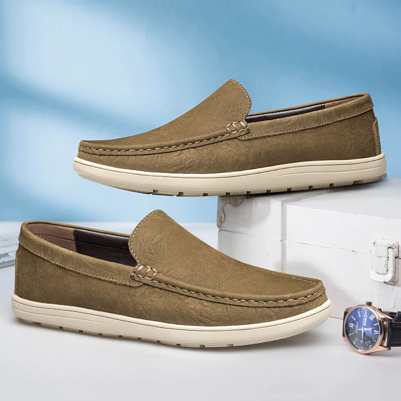 

Luxury Brand Men Shoes Genuine Leather Loafers Classic Leather Shoes Comfy Outdoor Flat Moccasin Men Casual Light Driving Shoes
