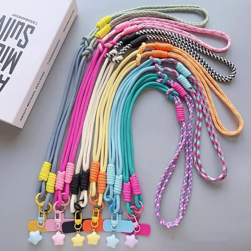 Two-Tone Long Crossbody Phone Lanyard With Star Charm, Anti-Theft Color-Block Universal Lanyard, Lanyard For Cameras Or Bags
