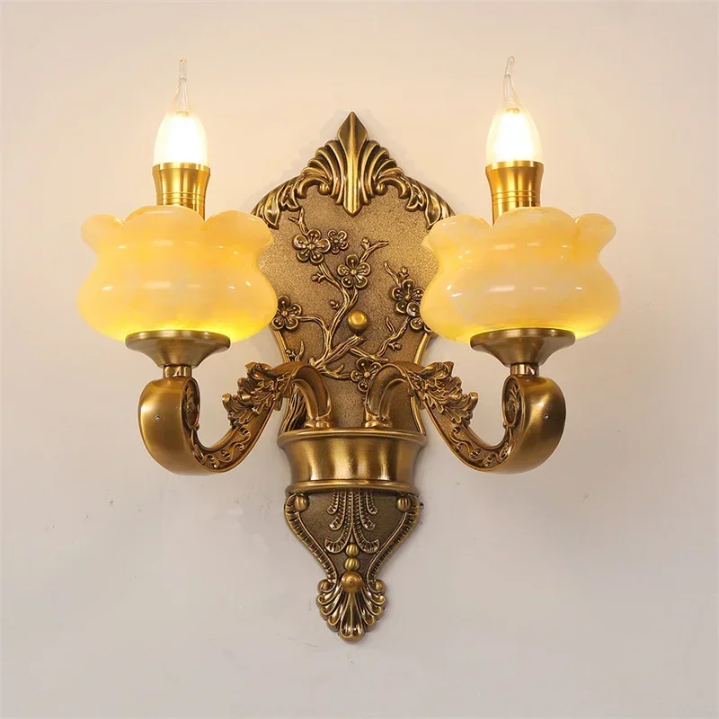 

European living room zinc alloy wall lamp jade bedroom bedside wall lamp villa hotel corridor corridor wall lamp wholesale