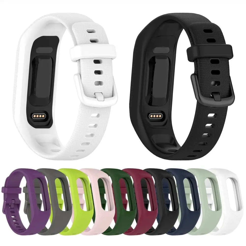 Classic Bracelet Accessories Sport Wristband Silicone Strap Metal Buckle Watch Band Wrist Watchband For Garmin Vivosmart 5