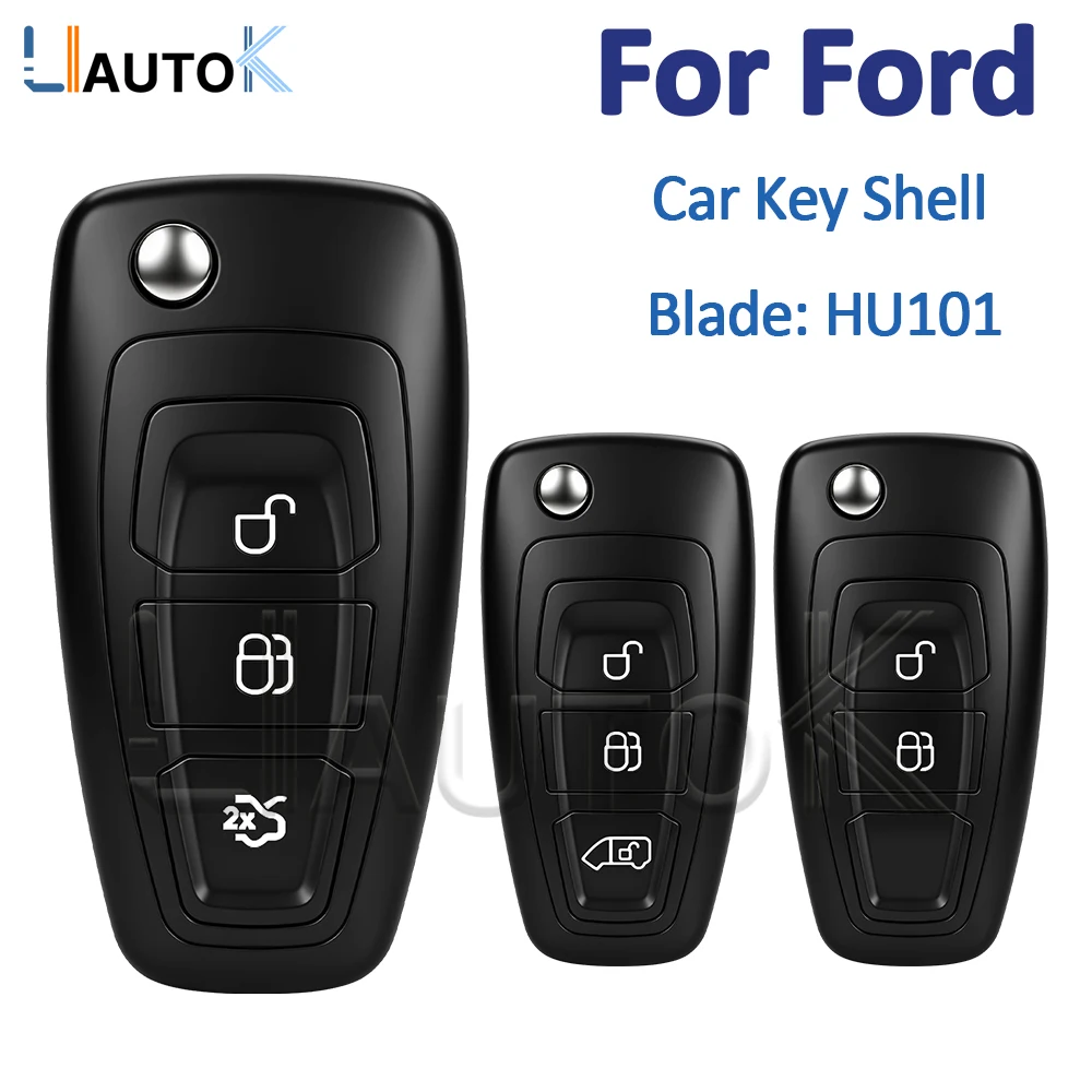 

Flip Remote Control Key Shell Case with HU101 Blade For Ford Focus Transit Custom MK8 Cargo Tourneo Custom 2012+ Fiesta 2013