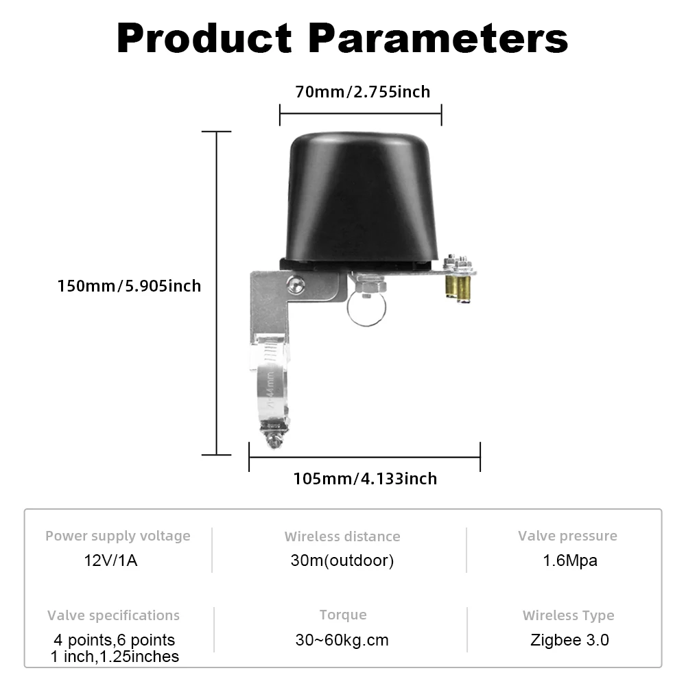 ONENUO Tuya Zigbee Smart Gas Valve Garden Water Shut Off Timer Irrigation Controller with Alexa Google Assistant Need Tuya Hub