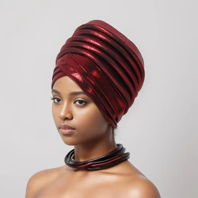 Topi Turban wanita Afrika bungkus kepala wanita Nigeria sudah dibuat ikat kepala Gele otomatis hiasan kepala Muslim hiasan kepala Pesta