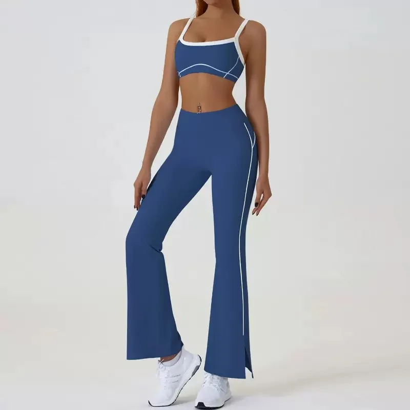 2 Piece Women’s Yoga Set Sports Bra Flare Pants Biker Shorts Workout Gym Fitness Clothes
