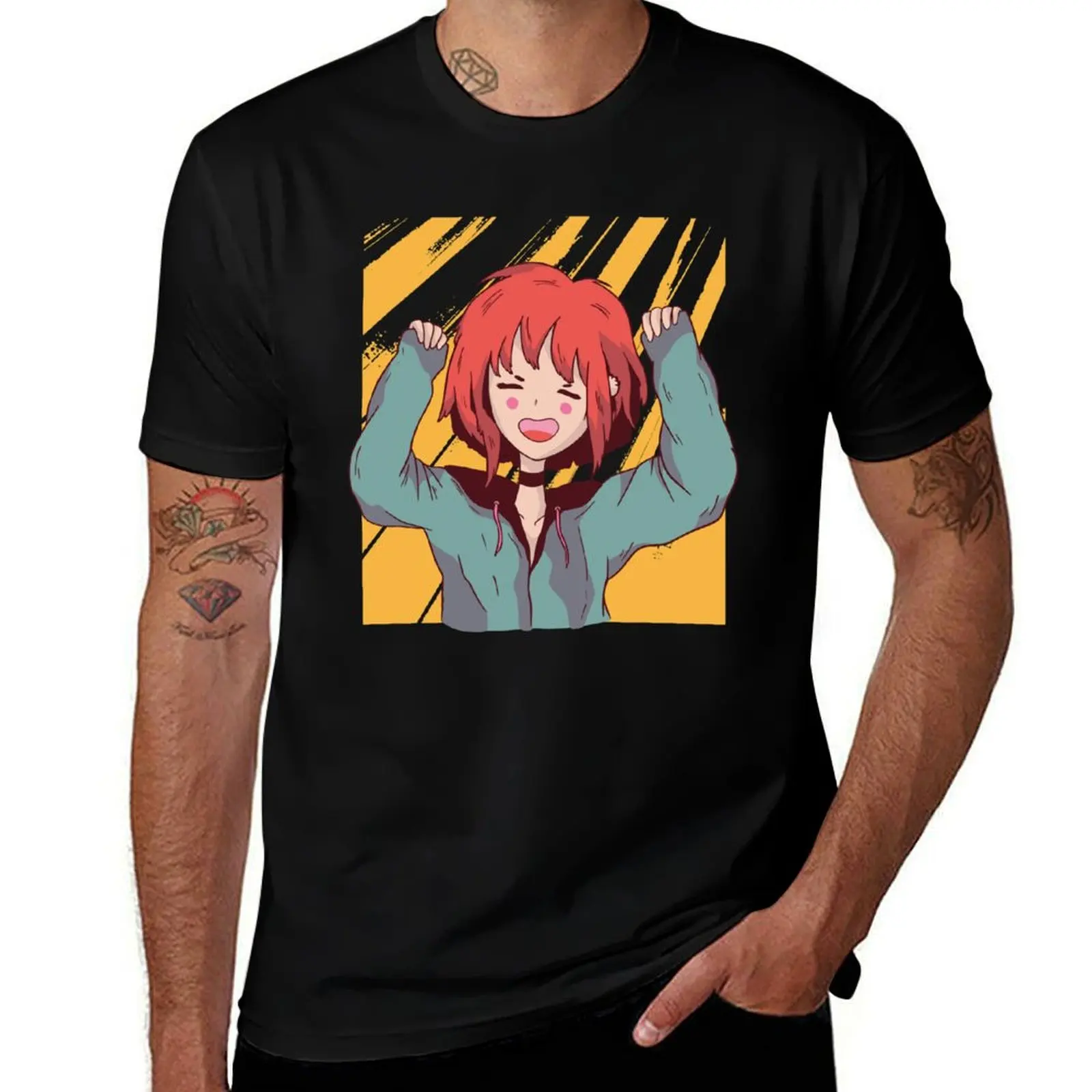 

Happy anime girl T-Shirt tees essential t shirt Funny t-shirts graphic shirts fruit of the loom mens t shirts