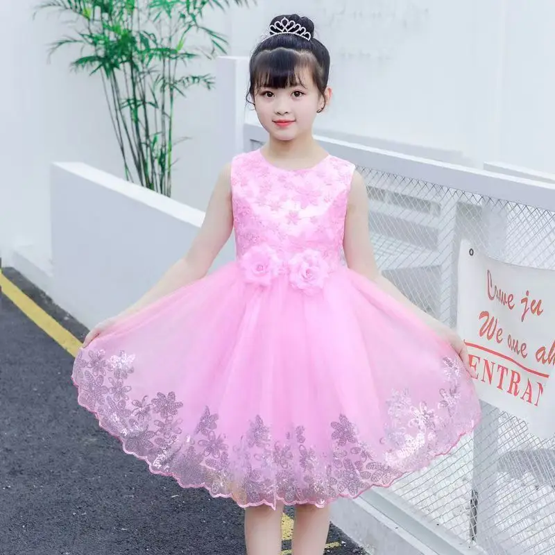 Girls' Dress 2026 Summer New Girl Cute Sweet Princess Dress Elegant Girls' Performance Dress