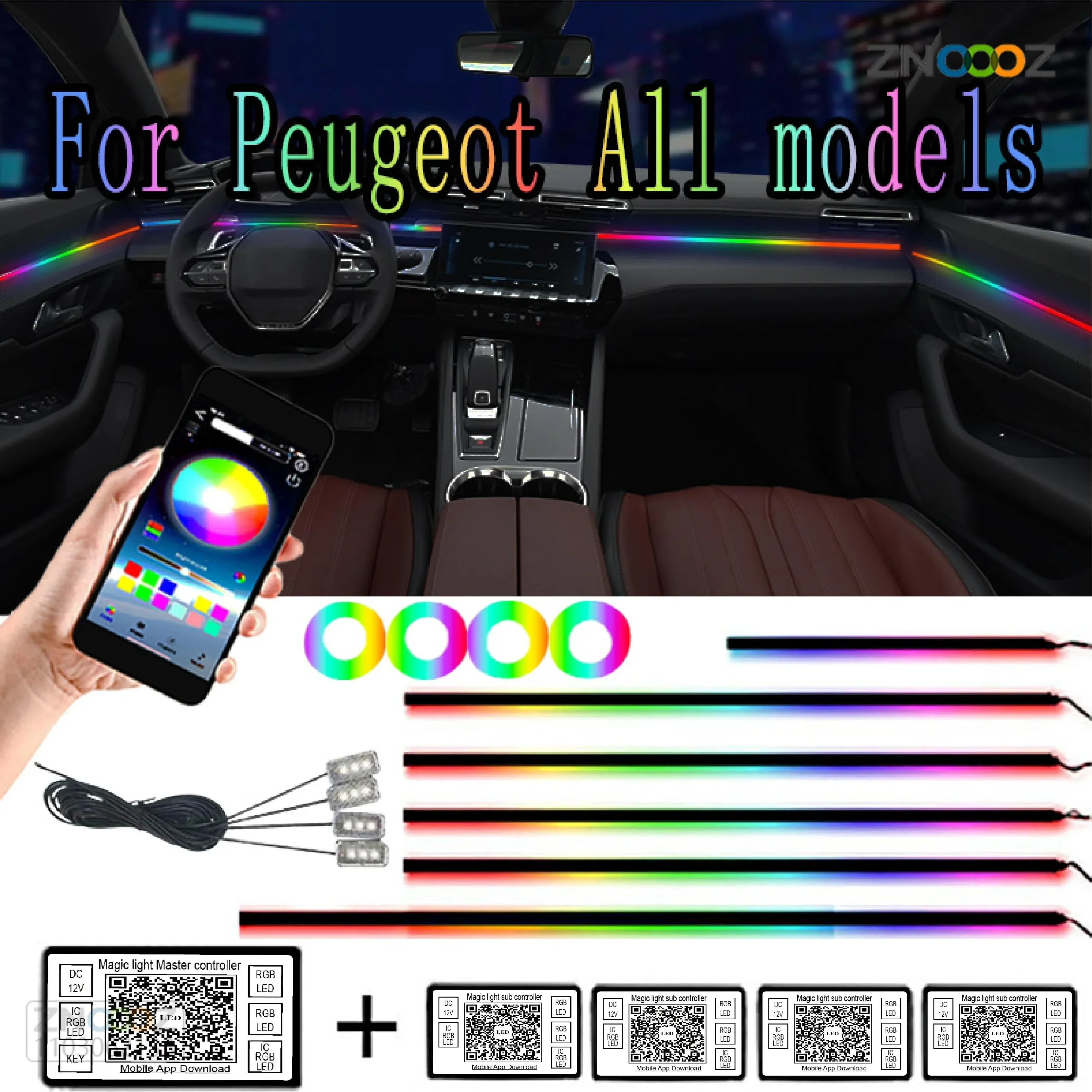 

Для Peugeot gt gti gtline 508 5008 3008 64 цвет RGB симфония автомобиля светодиодный интерьер окружающей среды