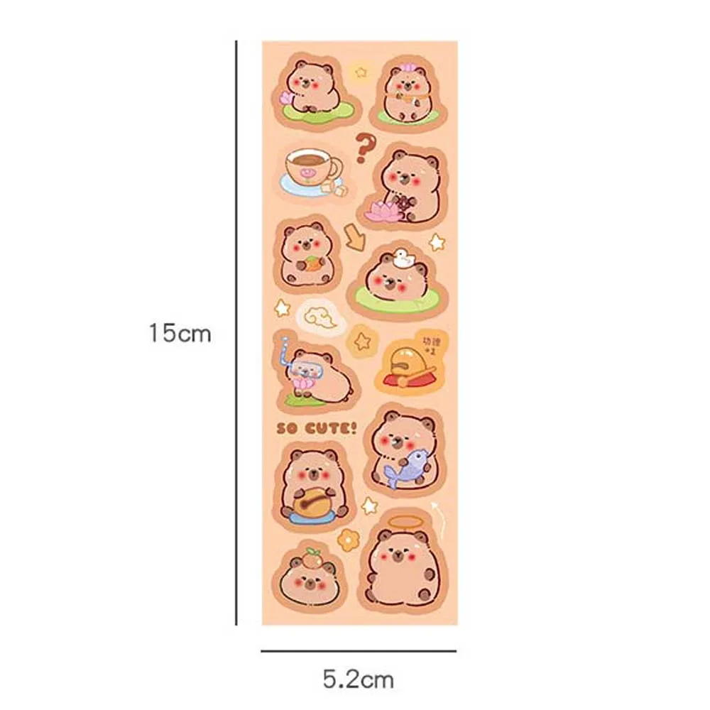 10Sheets School Supplies Capybara Stickers Scrapbooking Cartoon Stickers Capybara Decoration Sticker Graffiti Decals Animal