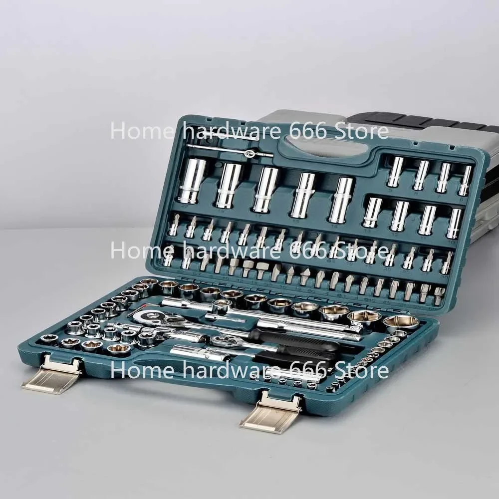 108 Piece Set Of Hardware Tools, Socket, Ratchet Wrench, Extension Rod Combination , Automobile And Motorcycle Maintenance