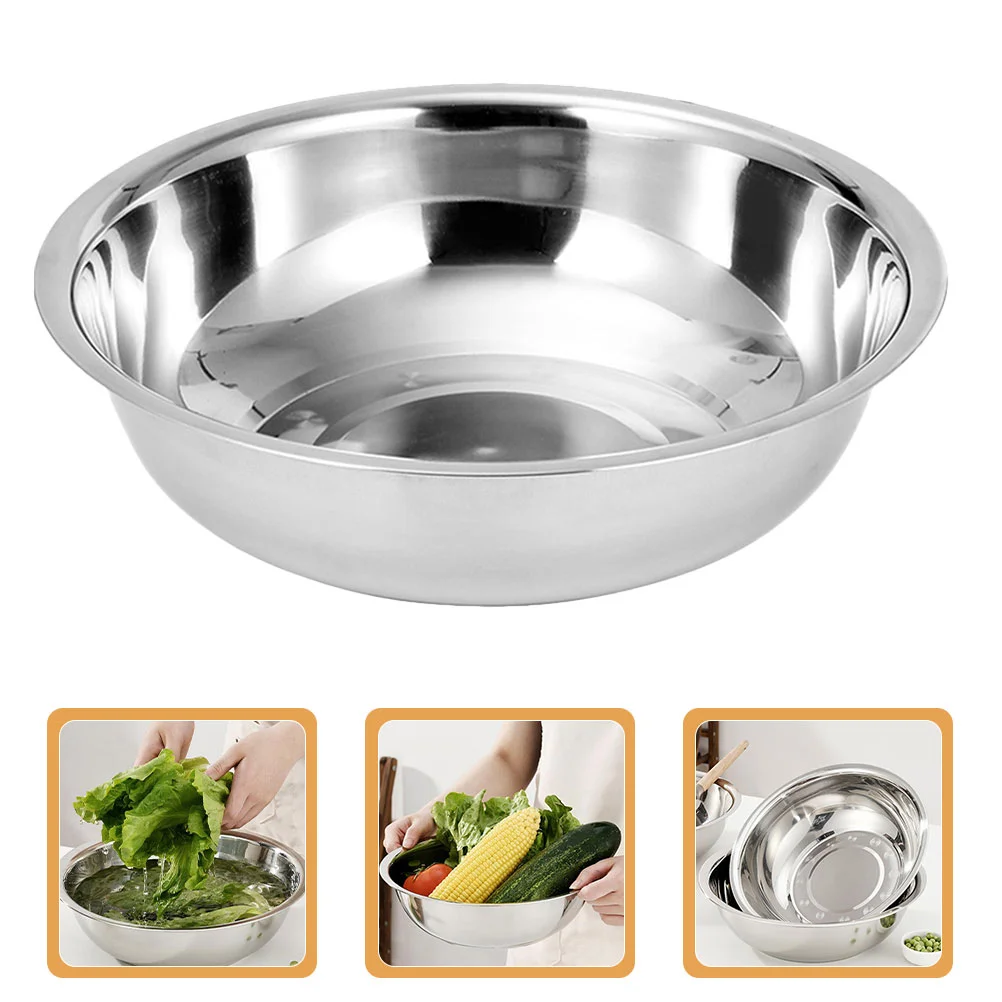 Stainless Steel Basin Bowls for Kitchen Mixing Colander Metal Pans Large Salad Extra