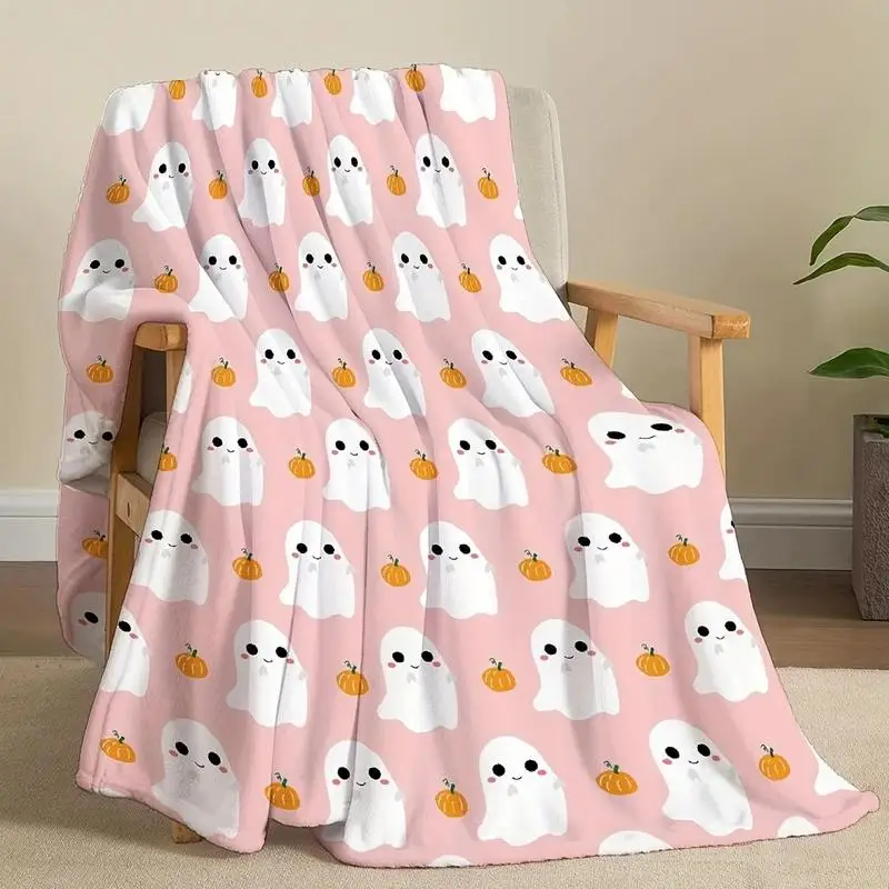 Halloween Throw Blankets 150x130cm Cute Ghost Bat Pumpkin Black Cat Soft Flannel Blankets Spring Autumn Home Party Throw Blanket