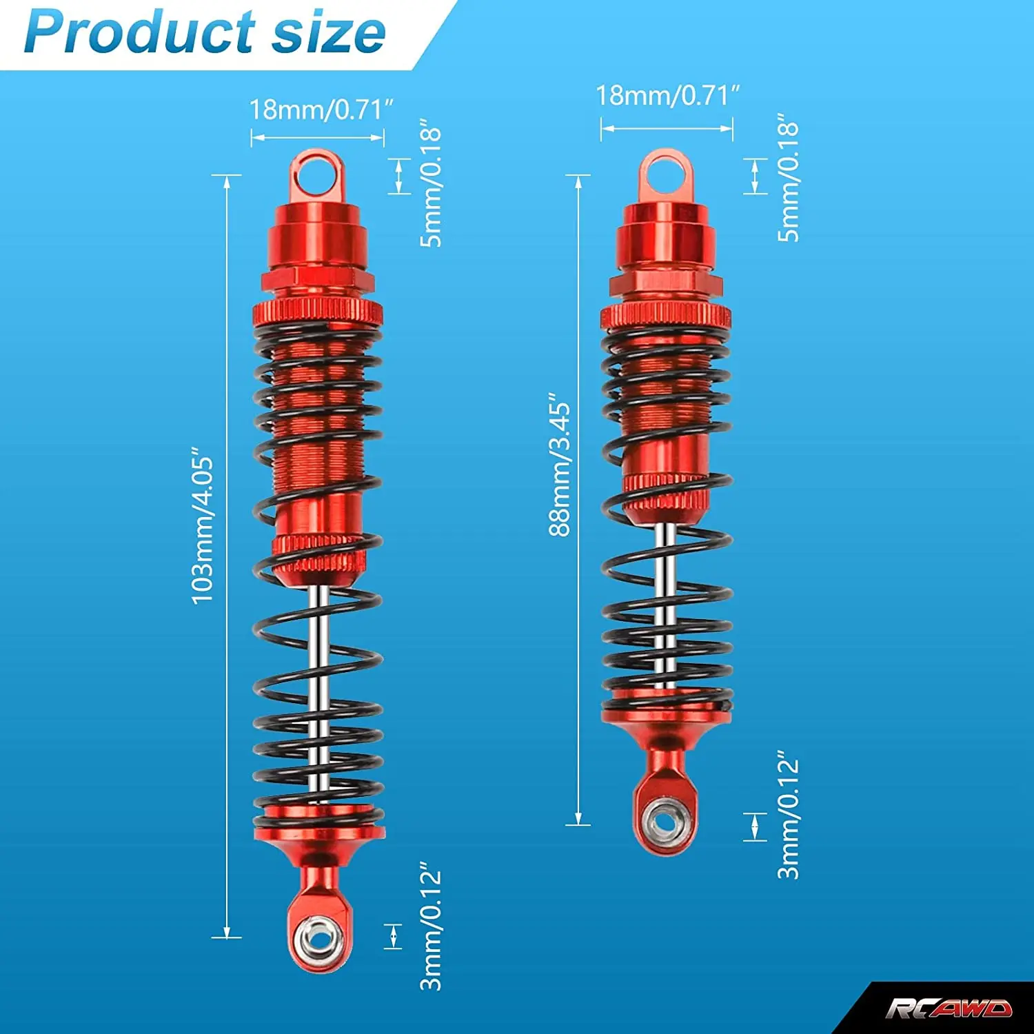 Full alloy front&rear damper shock absorber 110&100mm for Traxxas Slash 2WD exactly same as the original one upgrade parts