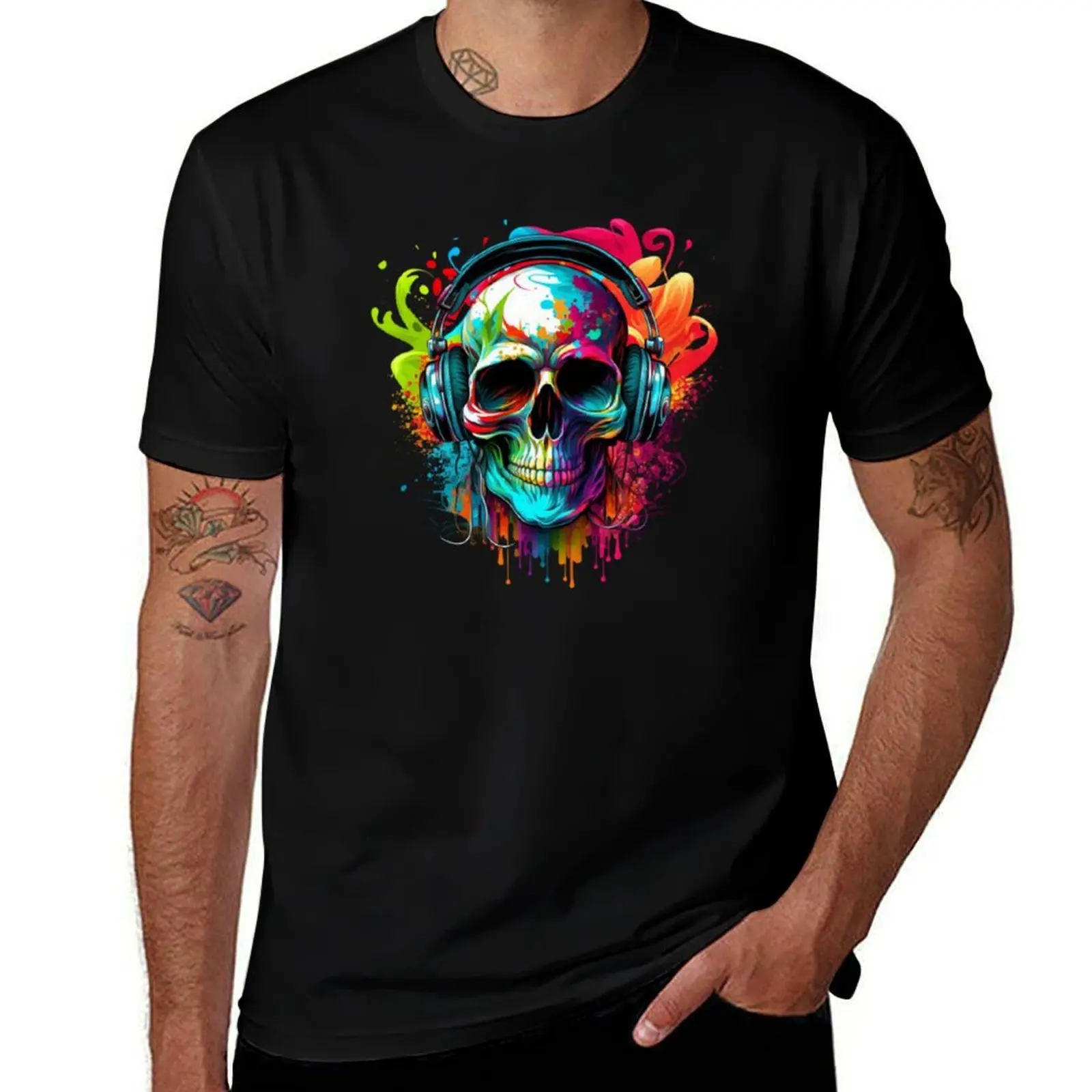 

Skull With Headphones T-Shirt man t shirts high quality luxury brand man t shirt summer T-Shirt