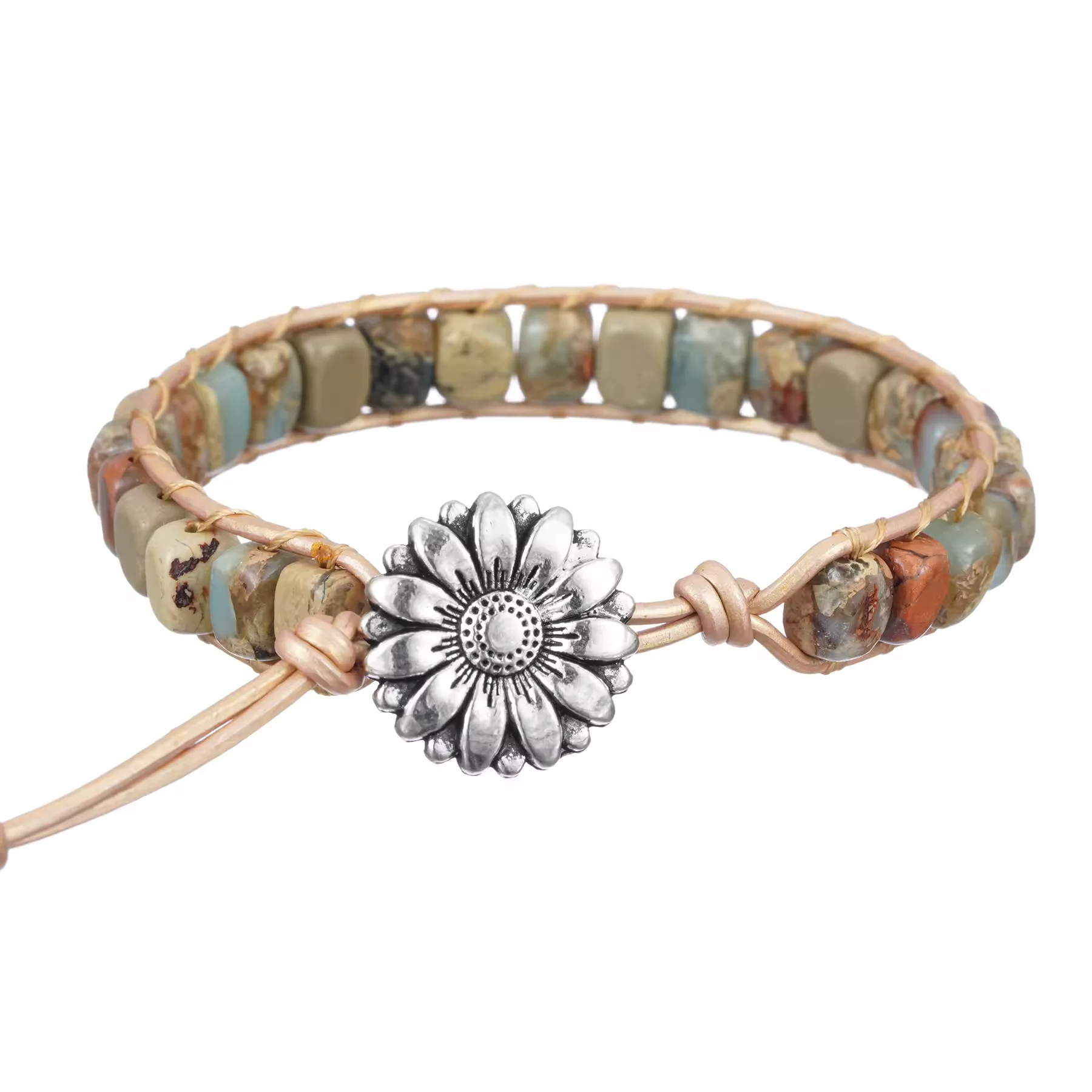 Boho Handmade Agalmatolite Stone Bead Wrap Bracelets for Women Adjustable Women Girl Men Beadwork Bracelet Jewelry Drop Shipping