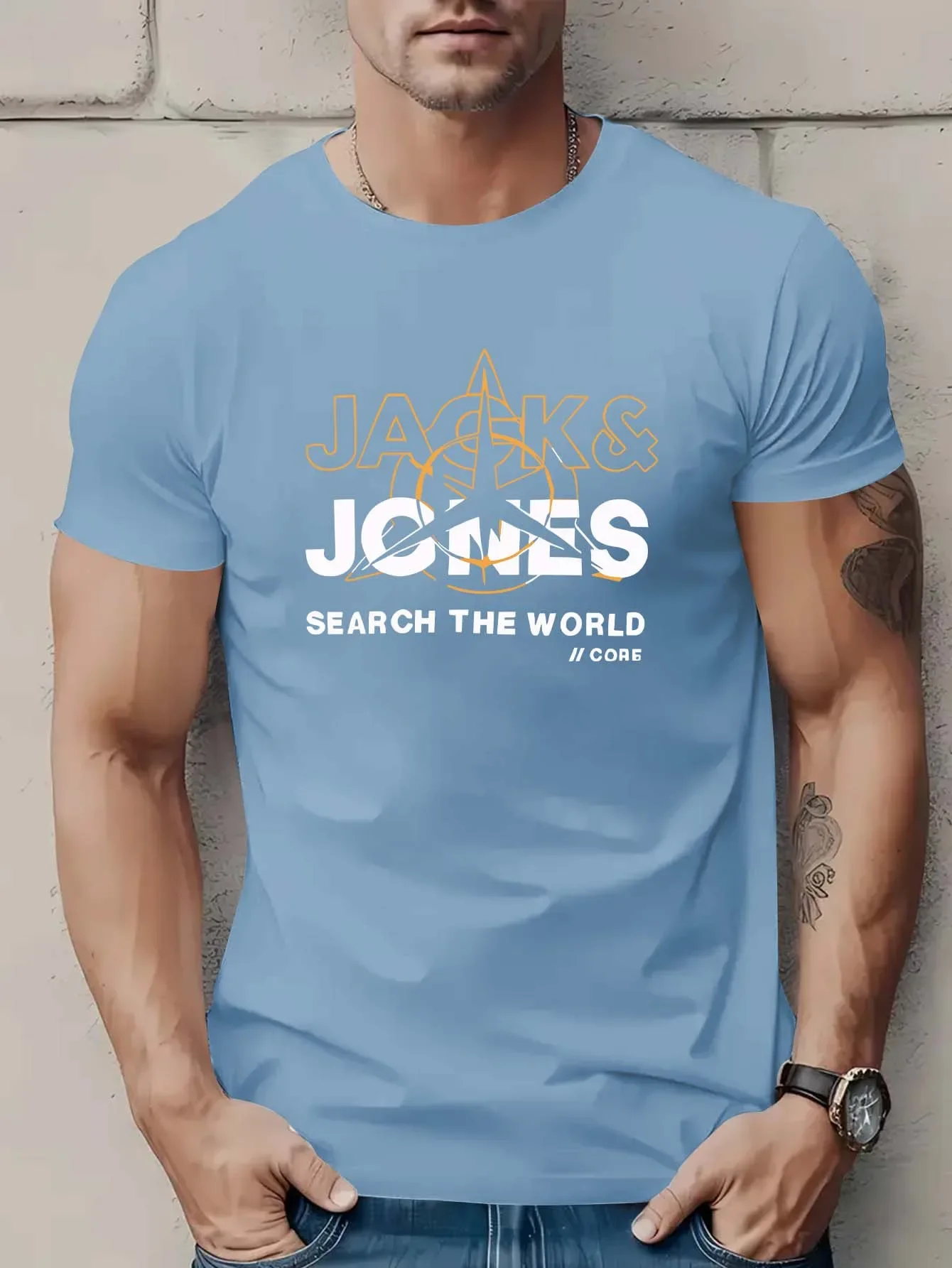 2025 Men'S Summer Geometric Pattern Letter Short Sleeve Fashion Street Casual T-Shirt image 5