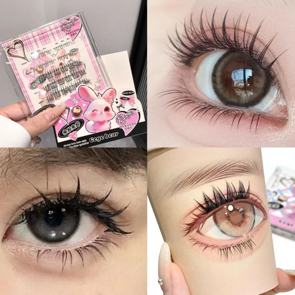 Sweet DIY Self-adhesive Lash Clusters Wispy Manga Adhesive False Eyelashes Extension Individual Glue Free Fake Lashes Lady