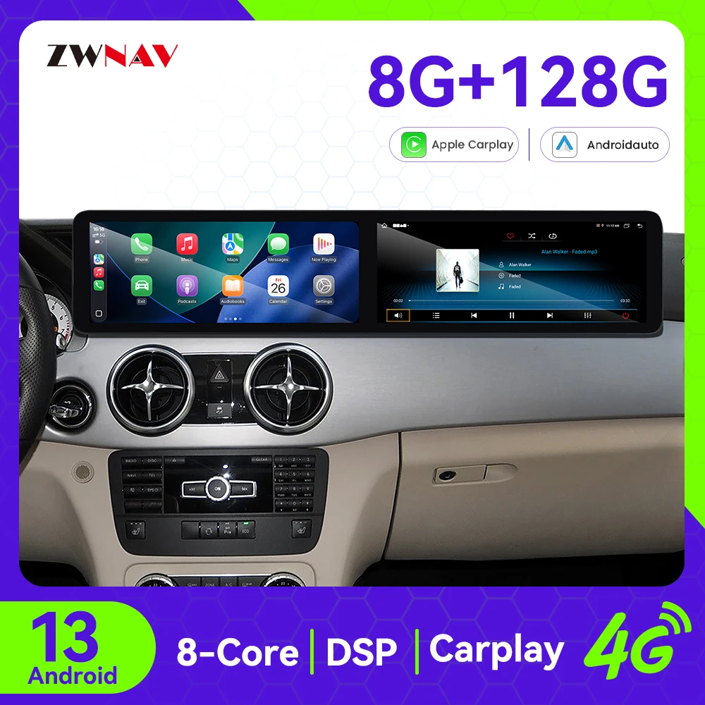 

Автомагнитола ZWNAV с двумя экранами, Android, для Mercedes-Benz GLK 2013-2015, GPS-навигация, интеллектуальная система, головное устройство