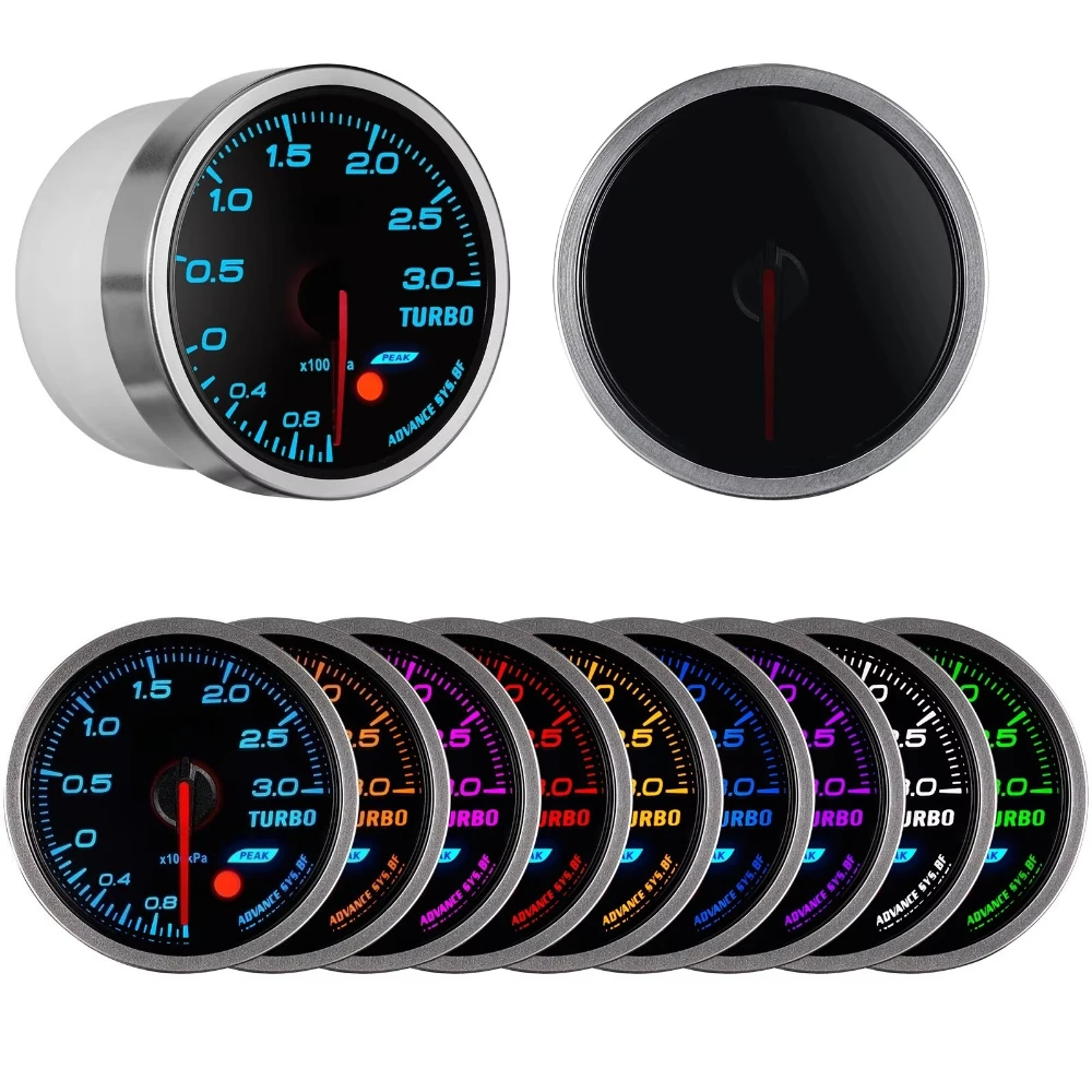 

Universal 7 Colors Volt RPM Water&Oil Temp Oil Press Tachometer Vacuum Turbo Ext Temp Egt A/f Ratio Car Auto Gauge Meter 60MM