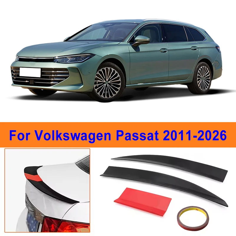 

For Volkswagen Passat 2011-2026 3-Section ABS Rear Trunk Spoiler 115-125cm Adjustable Sports Decor Top Wing Car Exterior Parts