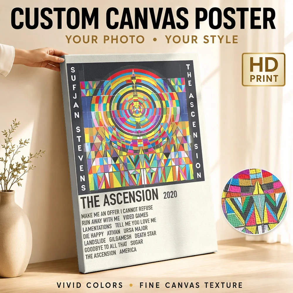 Sufjan Stevens The Ascension Album Framed Canvas Poster Customized Retro Music Wall Paintings Decoration for Bar Ready to Hang