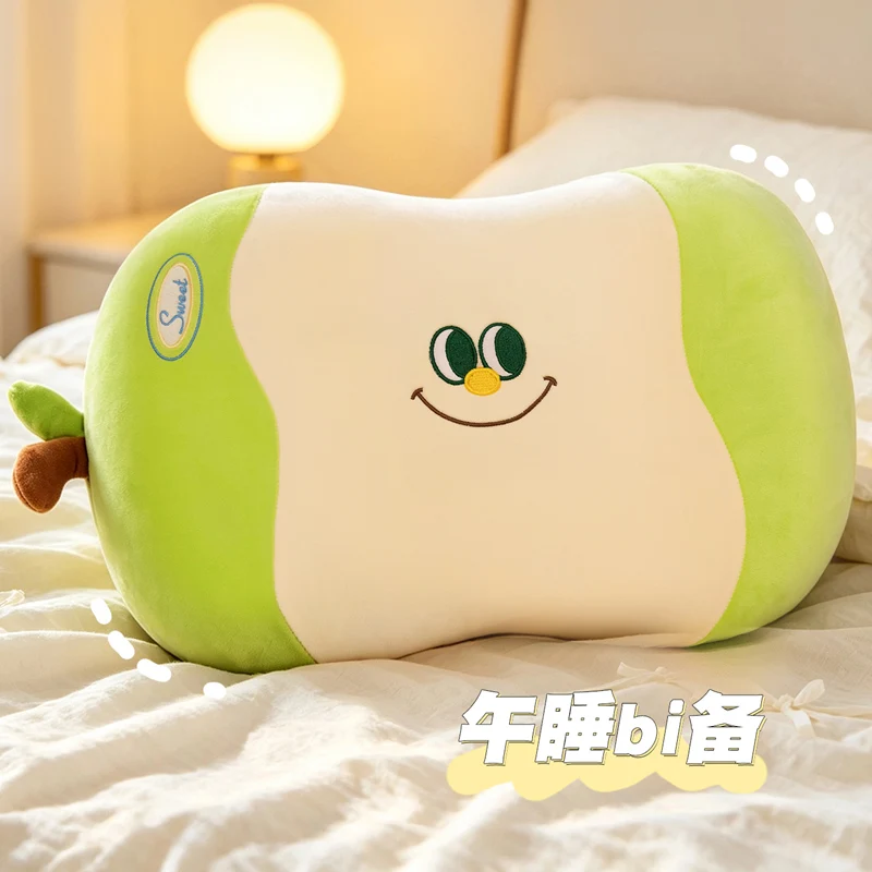 Pink Green Apple Cushion Yellow Choice 52x35cm Memory Foam Fruit Pillow with Smiling Face for Sofa Back Rest Home Decor