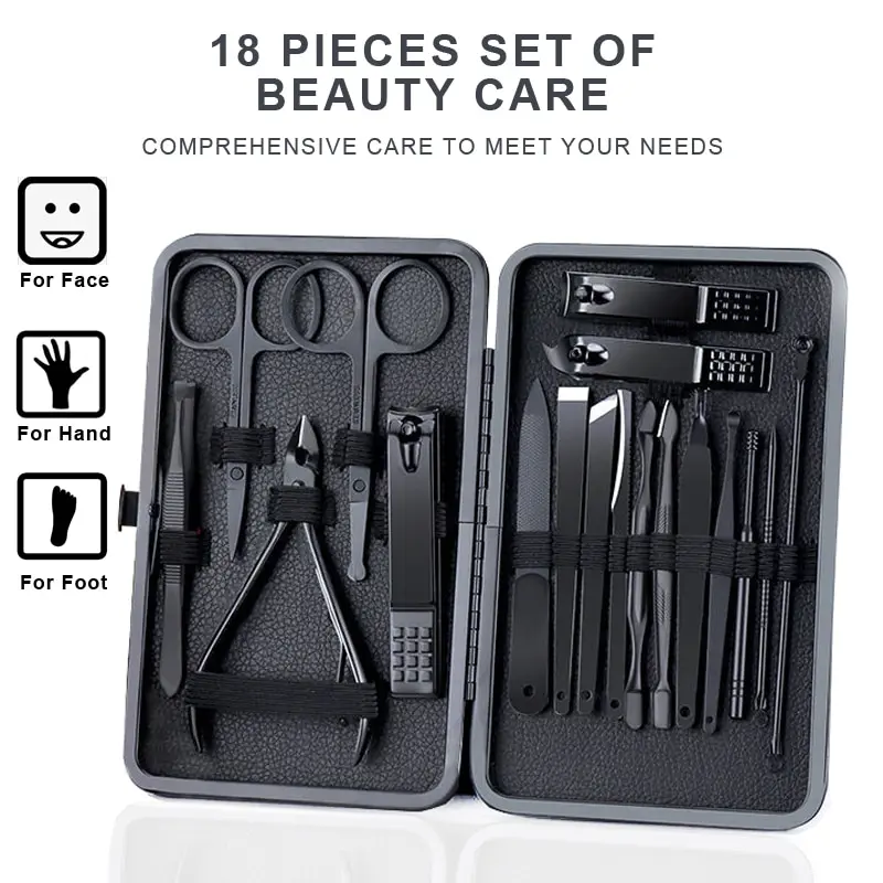 7or 18pcs Manicure Cutters Nail Clipper Set Household Stainless Steel Ear Spoon Pedicure Scissors Tool For Beauty