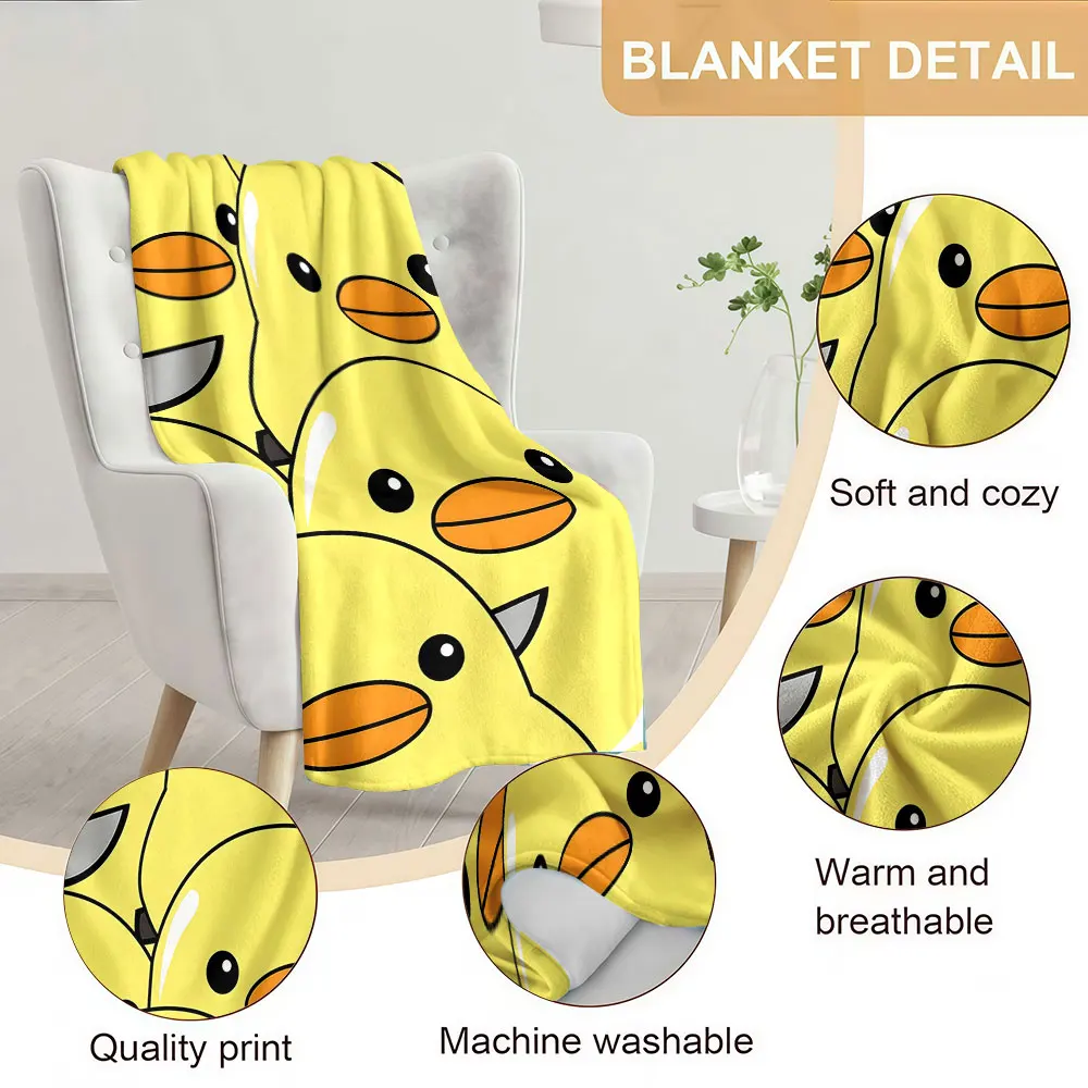 Cute Duck With Knife Soft Warm Flannel Blanket Lightweight Cozy Christmas Halloween Home Decor Room