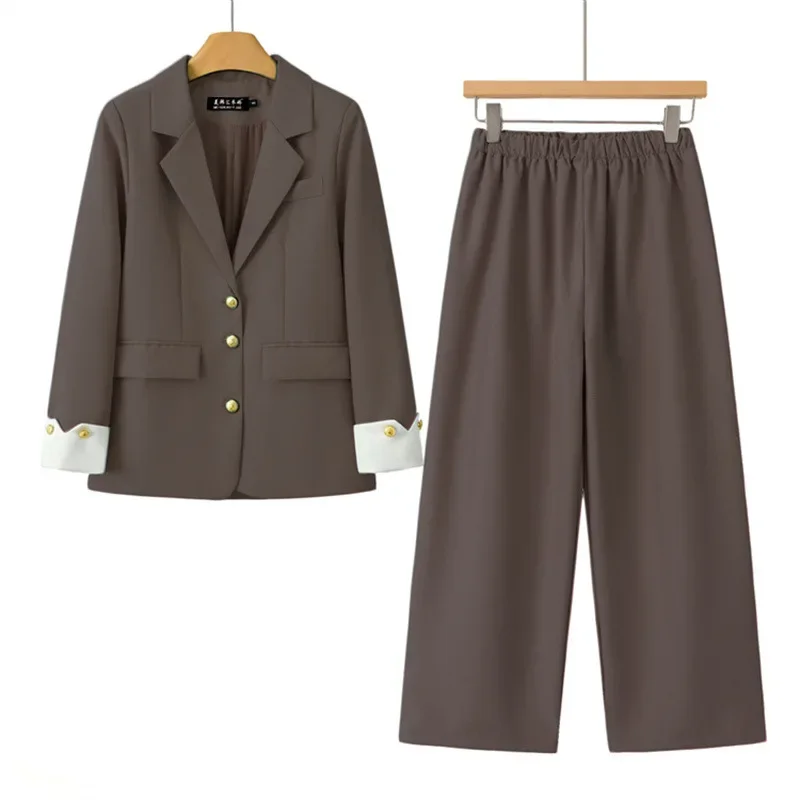 New Fashion 2 Piece Set Turn Down Collar Blazers Long Sleeve Slim Fit Pants Women Suits Office Lady Wear Pants Sets for Women