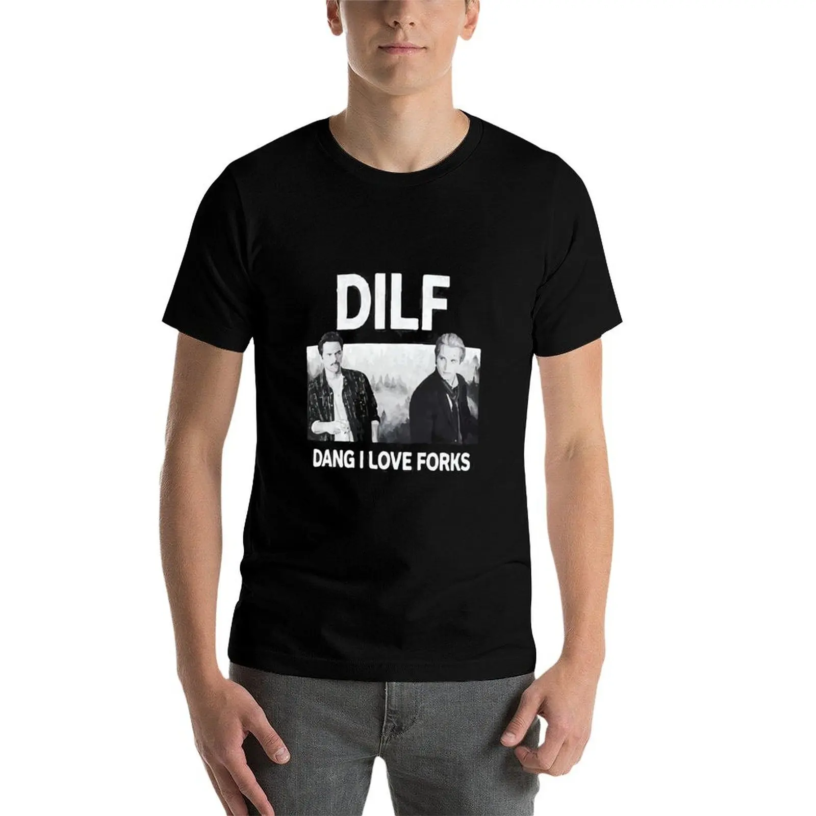 

dilf dang i love forks vintage T-Shirt t shirts for man graphic vintage cotton tshirt 100% t shirts for man cotton T-Shirt