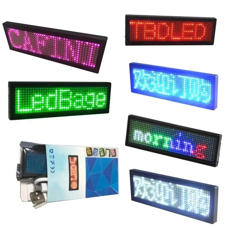 New DIY Programmable Scrolling Message Bluetooth Led Digital Badge Rechargeable Multiple Languages Durable LED Badge Sign Module