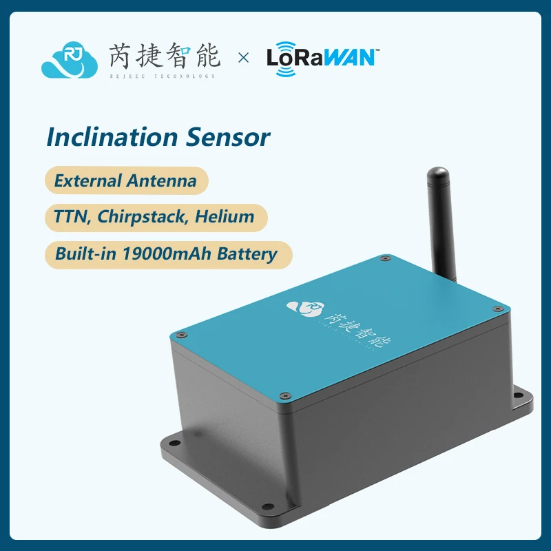 Rejeee LoRaWAN Inclination Sensor, Built-in 19000mAh Battery, External Antenna, Compatible with Helium, TTN, Chirpstack