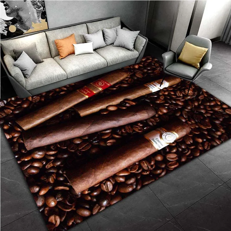 Tobacco Cigar Smoke Series Area Rug Living Room Carpet Non-slip Rugs Birthday Gift Bathroom Mat  Soft Play Mat Rugs for Bedroom